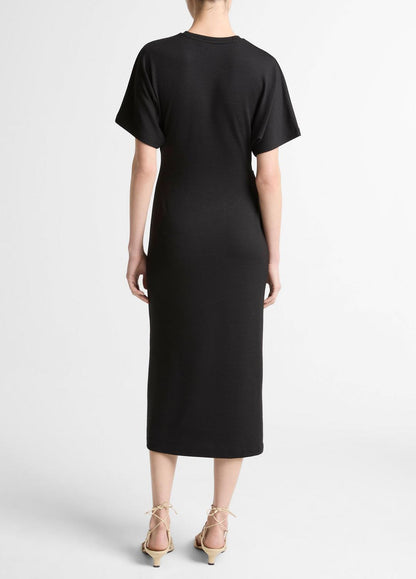VINCE Women Ruched-Side Matte Jersey Short-Sleeve Dress in Dresses