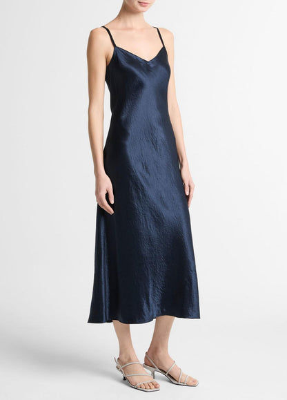 VINCE Women Satin V-Neck Slip Dress in Dresses