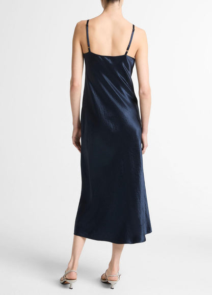 VINCE Women Satin V-Neck Slip Dress in Dresses