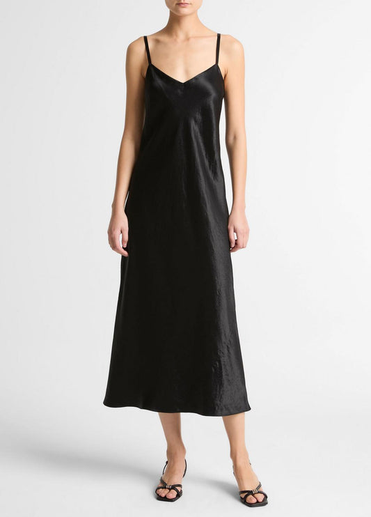 VINCE Women Satin V-Neck Slip Dress in Dresses