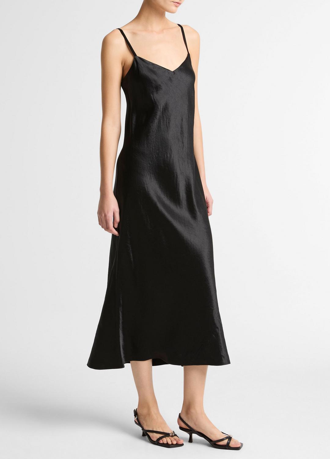 VINCE Women Satin V-Neck Slip Dress in Dresses