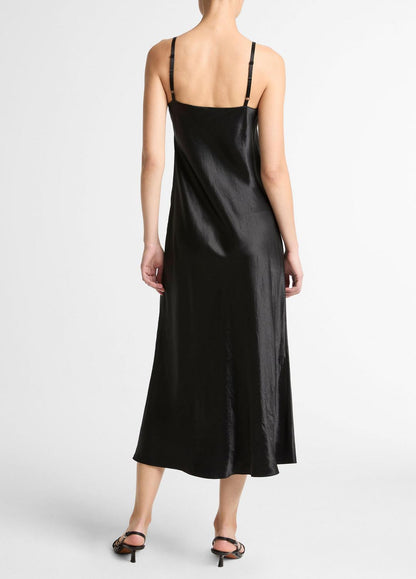 VINCE Women Satin V-Neck Slip Dress in Dresses
