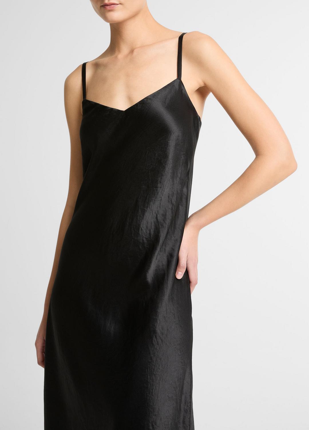 VINCE Women Satin V-Neck Slip Dress in Dresses