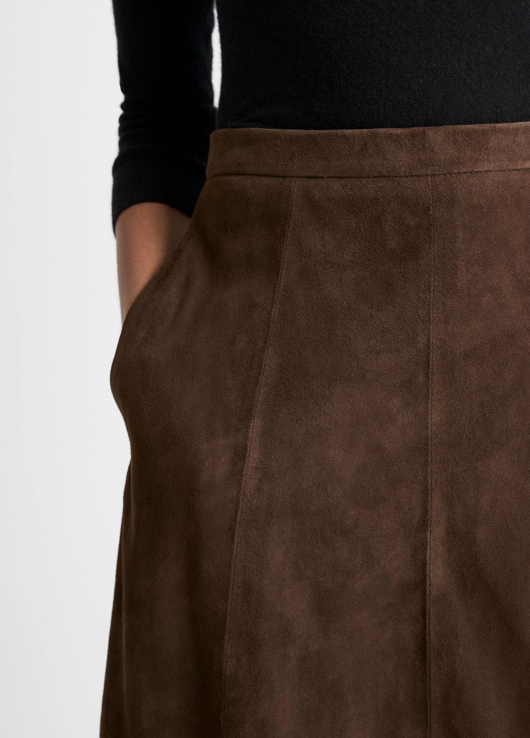 VINCE Women Suede Mid-Rise Flared Skirt in Skirts