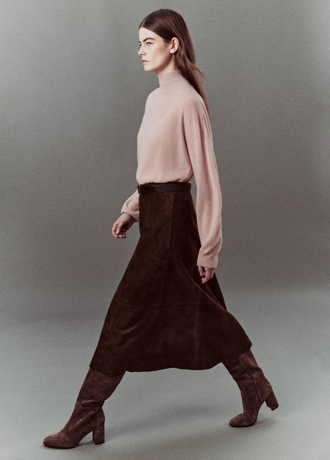 VINCE Women Suede Mid-Rise Flared Skirt in Skirts
