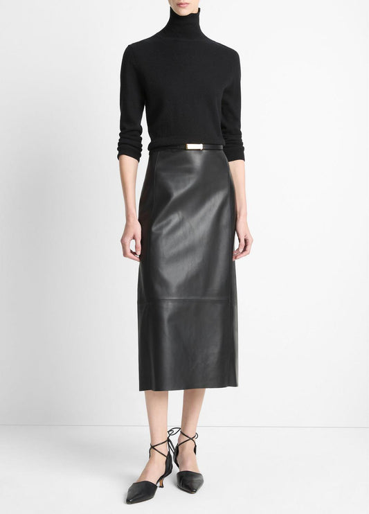 VINCE Women Leather Straight Skirt in Skirts
