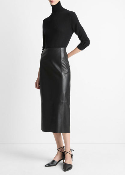 VINCE Women Leather Straight Skirt in Skirts