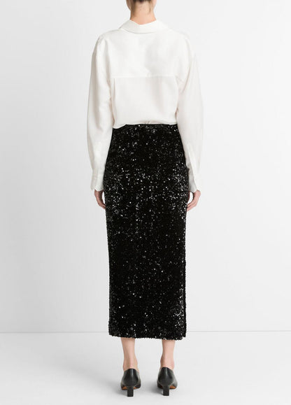 VINCE Women Sequined Velvet Column Skirt in Skirts