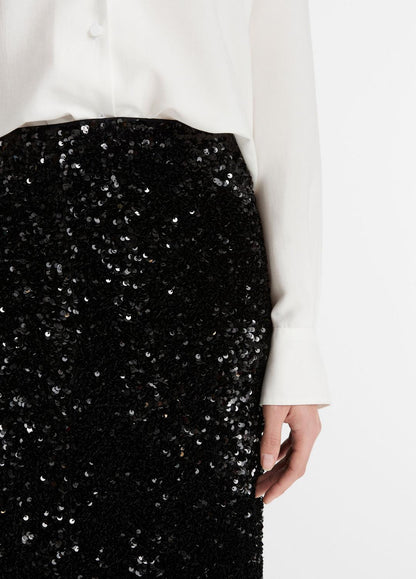 VINCE Women Sequined Velvet Column Skirt in Skirts