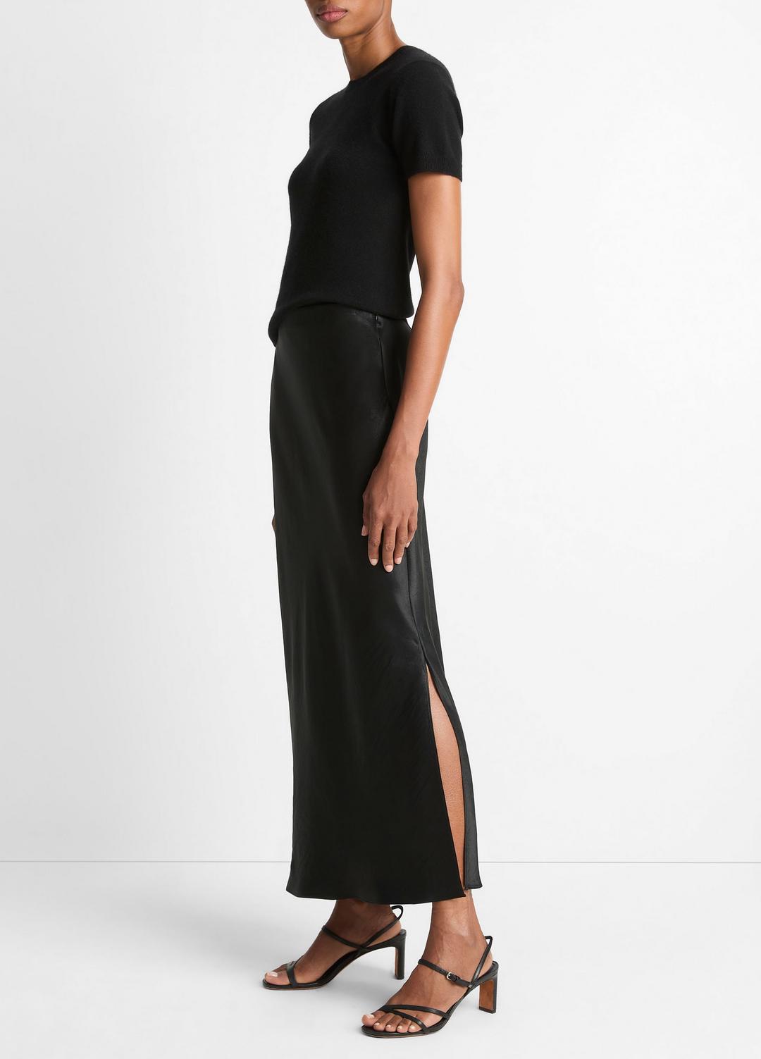 VINCE Women Satin Side-Slit Slip Skirt in Skirts