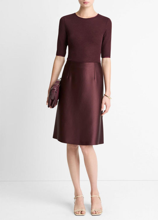 VINCE Women Satin A-Line Knee Skirt in Skirts