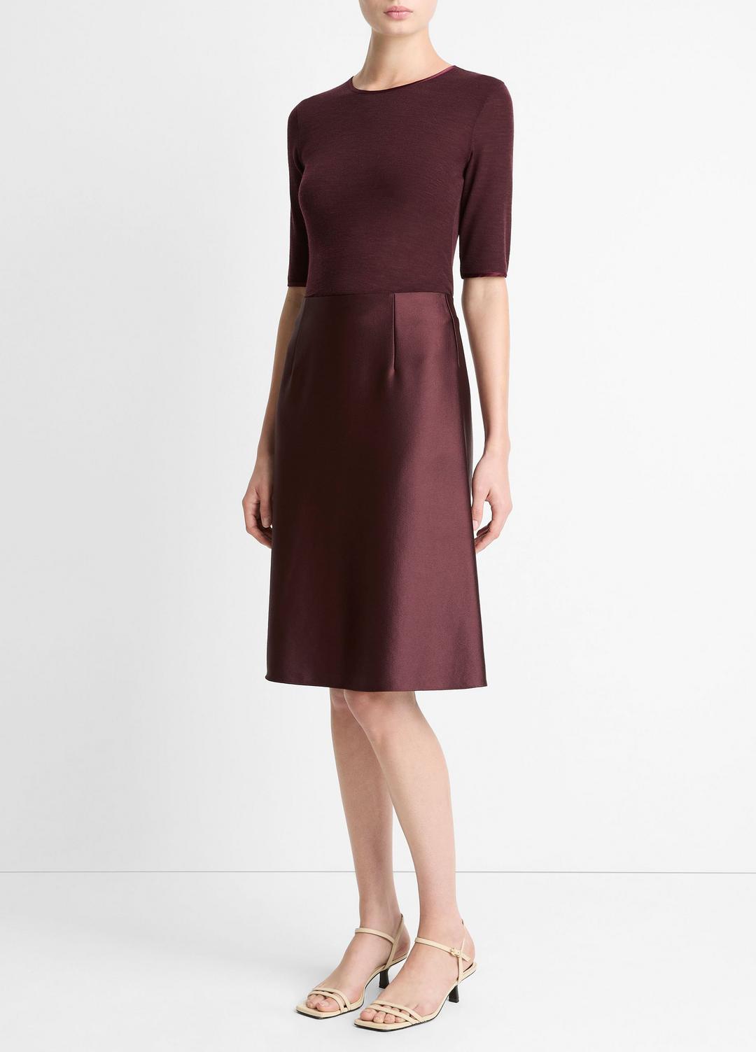 VINCE Women Satin A-Line Knee Skirt in Skirts