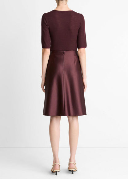 VINCE Women Satin A-Line Knee Skirt in Skirts