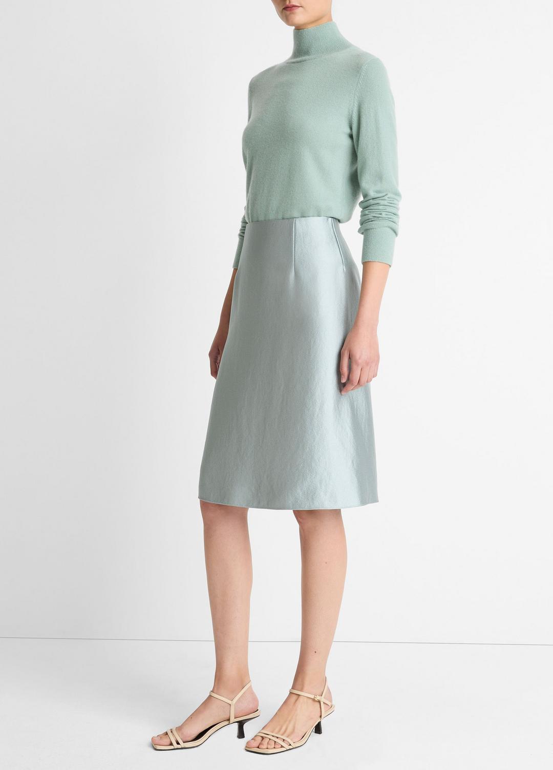 VINCE Women Satin A-Line Knee Skirt in Skirts