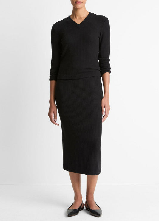 VINCE Women Cozy Rib Midi Skirt in Skirts