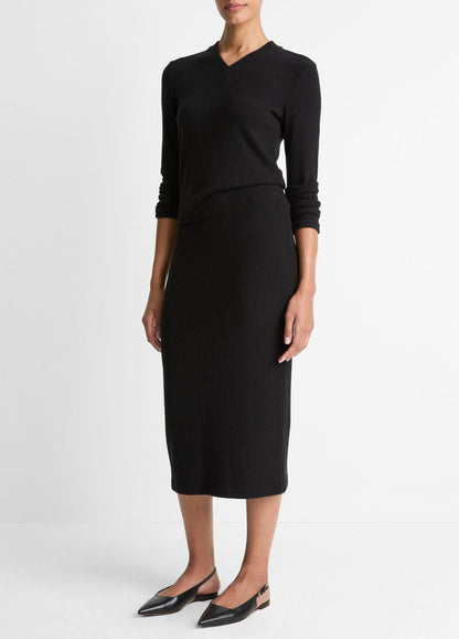 VINCE Women Cozy Rib Midi Skirt in Skirts