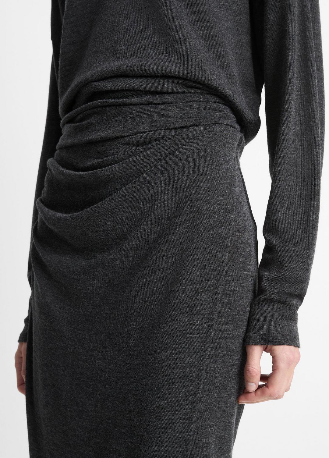 VINCE Women Draped-Waist Wool-Blend Midi Skirt in Skirts