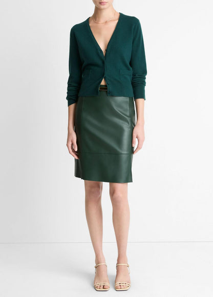 VINCE Women Leather Flared Knee Skirt in Skirts