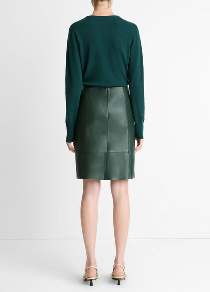 VINCE Women Leather Flared Knee Skirt in Skirts