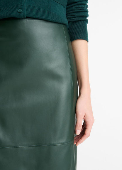 VINCE Women Leather Flared Knee Skirt in Skirts