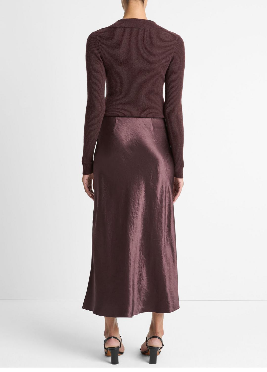 VINCE Women Satin Side-Slit Slip Skirt in Skirts