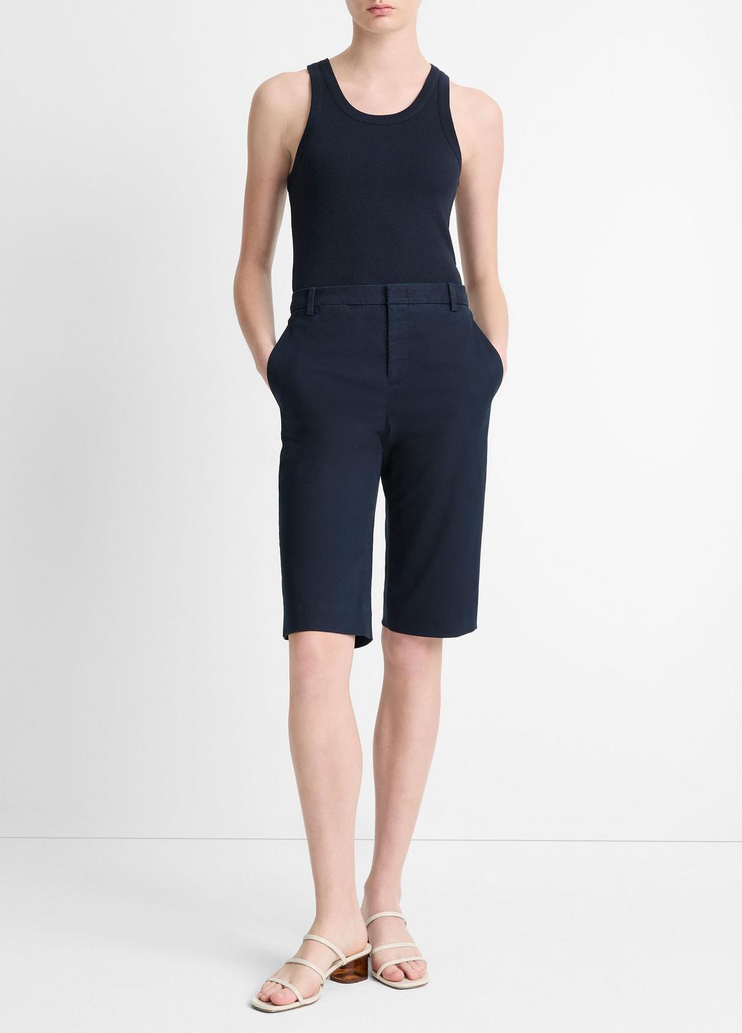 VINCE Women Italian Stretch-Cotton Chino Short in Shorts