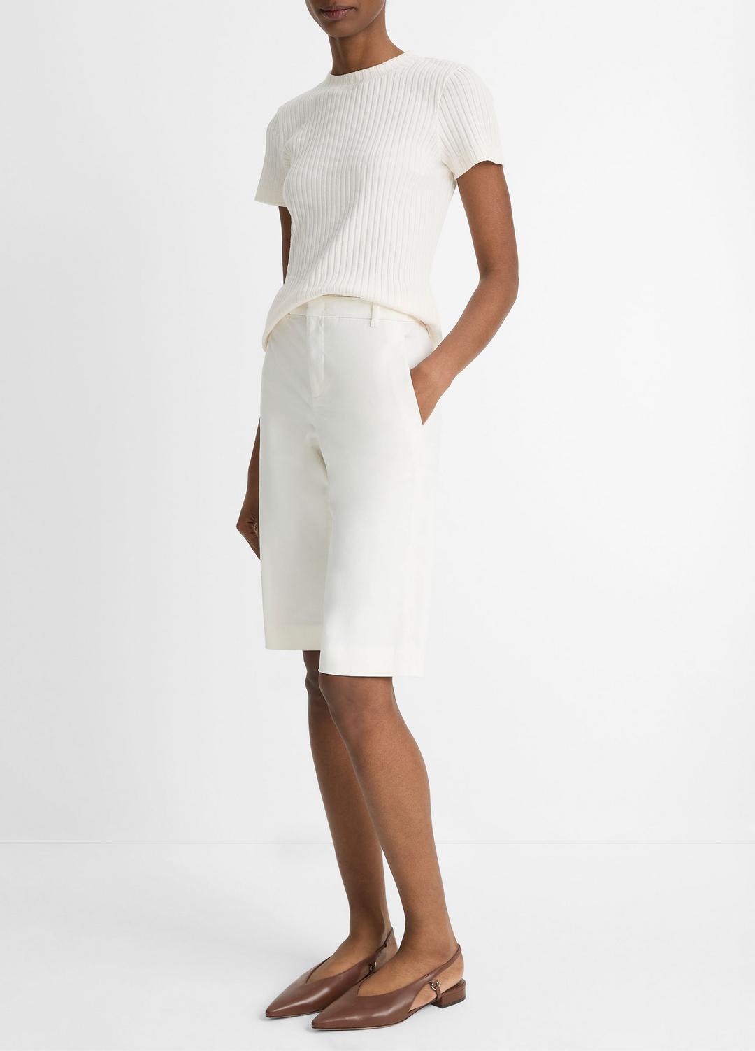 VINCE Women Italian Stretch-Cotton Chino Short in Shorts