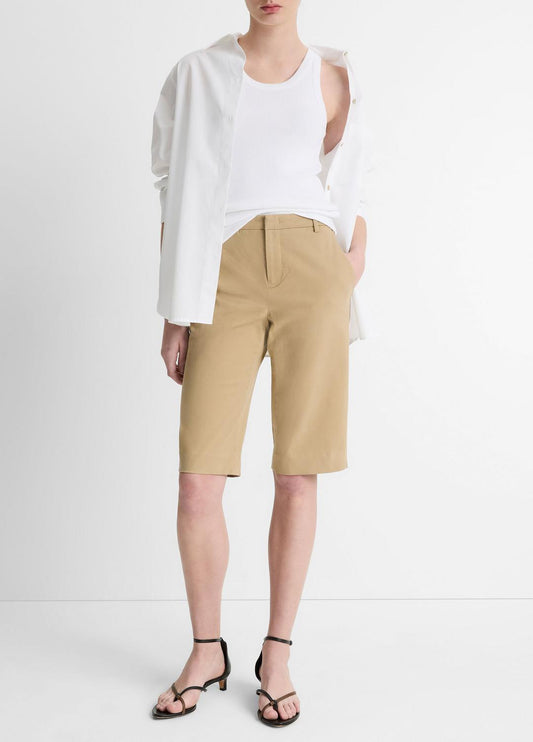 VINCE Women Italian Stretch-Cotton Chino Short in Shorts