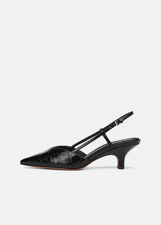 VINCE Women Levvy Croc-Embossed Leather Slingback Heel in Heels