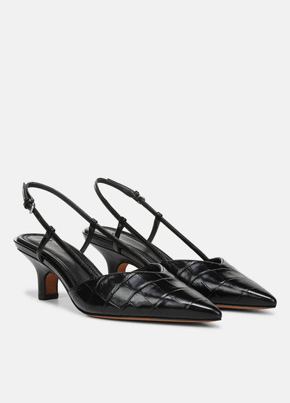 VINCE Women Levvy Croc-Embossed Leather Slingback Heel in Heels