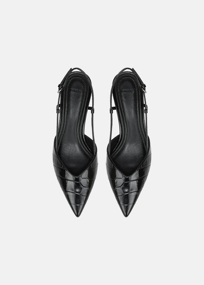 VINCE Women Levvy Croc-Embossed Leather Slingback Heel in Heels