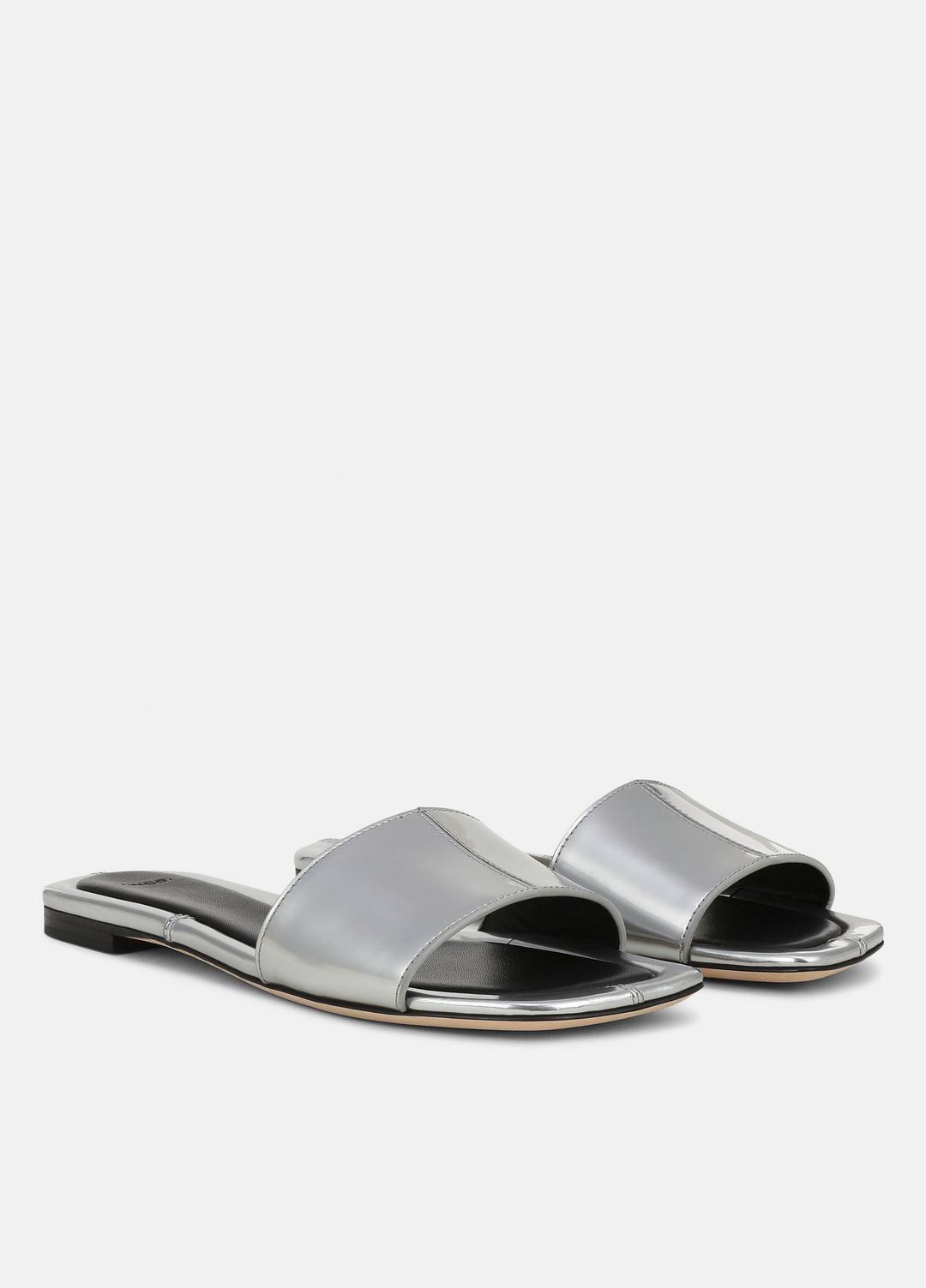 VINCE Women Valeria Metallic Leather Slide Sandal in Sandals