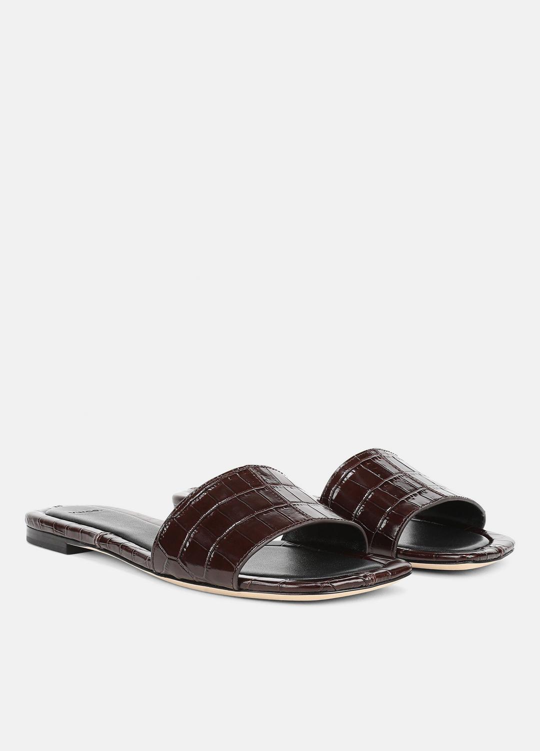 VINCE Women Valeria Croc-Embossed Leather Slide Sandal in Sandals