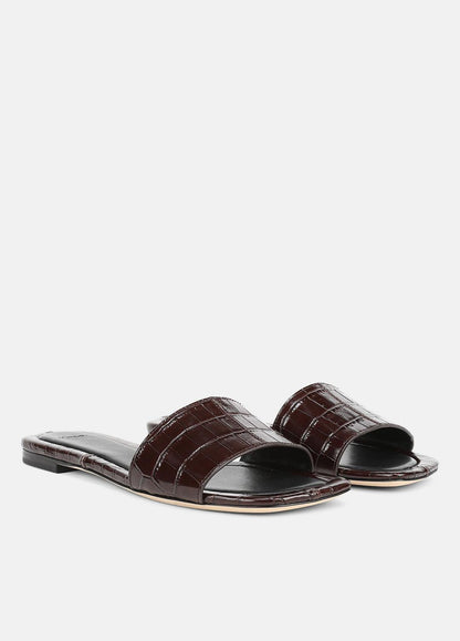 VINCE Women Valeria Croc-Embossed Leather Slide Sandal in Sandals