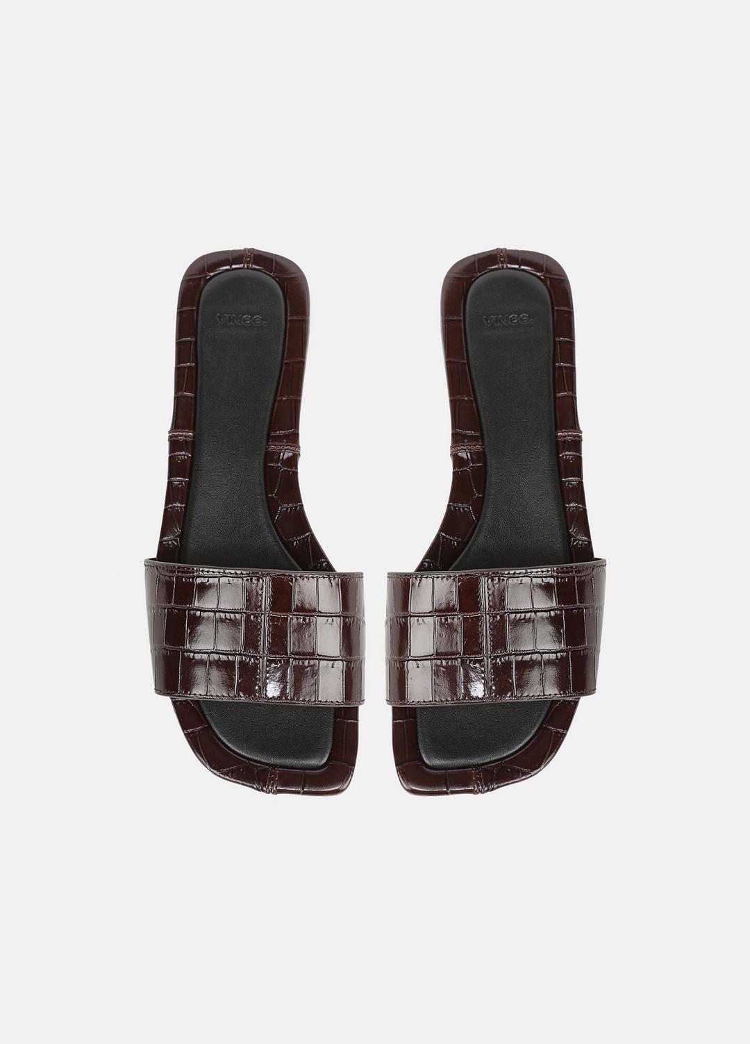 VINCE Women Valeria Croc-Embossed Leather Slide Sandal in Sandals