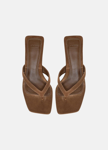 VINCE Women San Juan Suede Heeled Thong Sandal in Sandals