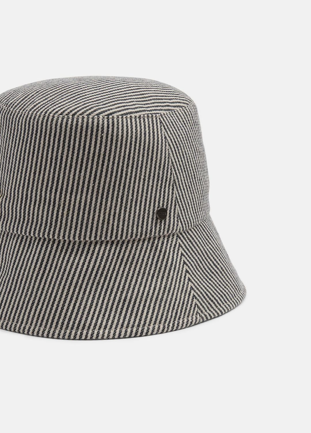 VINCE Women Stripe Cotton Canvas Bucket Hat in Scarves & Hats
