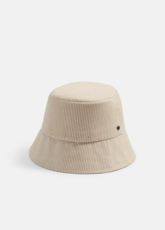 VINCE Women Stripe Cotton Canvas Bucket Hat in Scarves & Hats