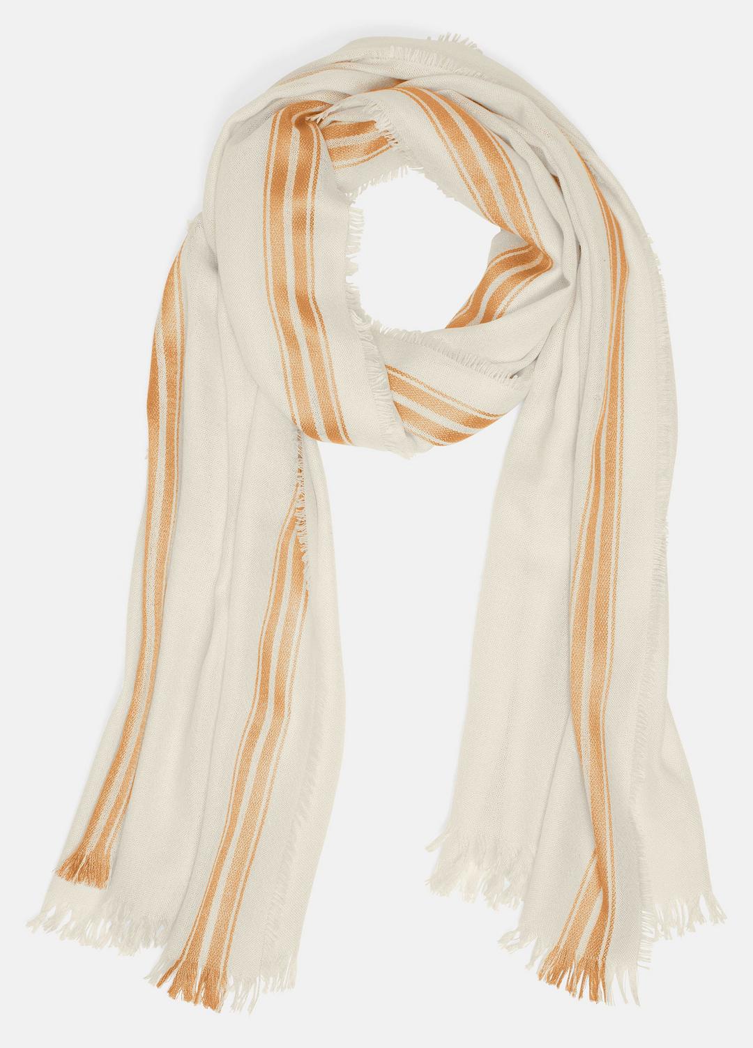 VINCE Women Border-Stripe Cashmere-Silk Satin Twill Scarf in Scarves & Hats