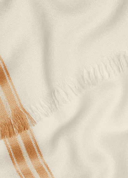 VINCE Women Border-Stripe Cashmere-Silk Satin Twill Scarf in Scarves & Hats