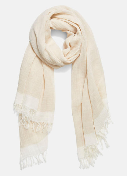 VINCE Women Border-Stripe Cotton Scarf in Scarves & Hats