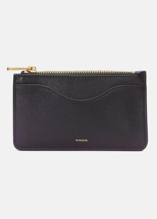 VINCE Women Leather Zip-Top Card Case in Handbags