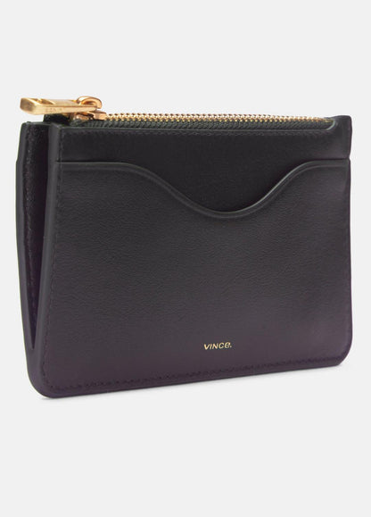 VINCE Women Leather Zip-Top Card Case in Handbags