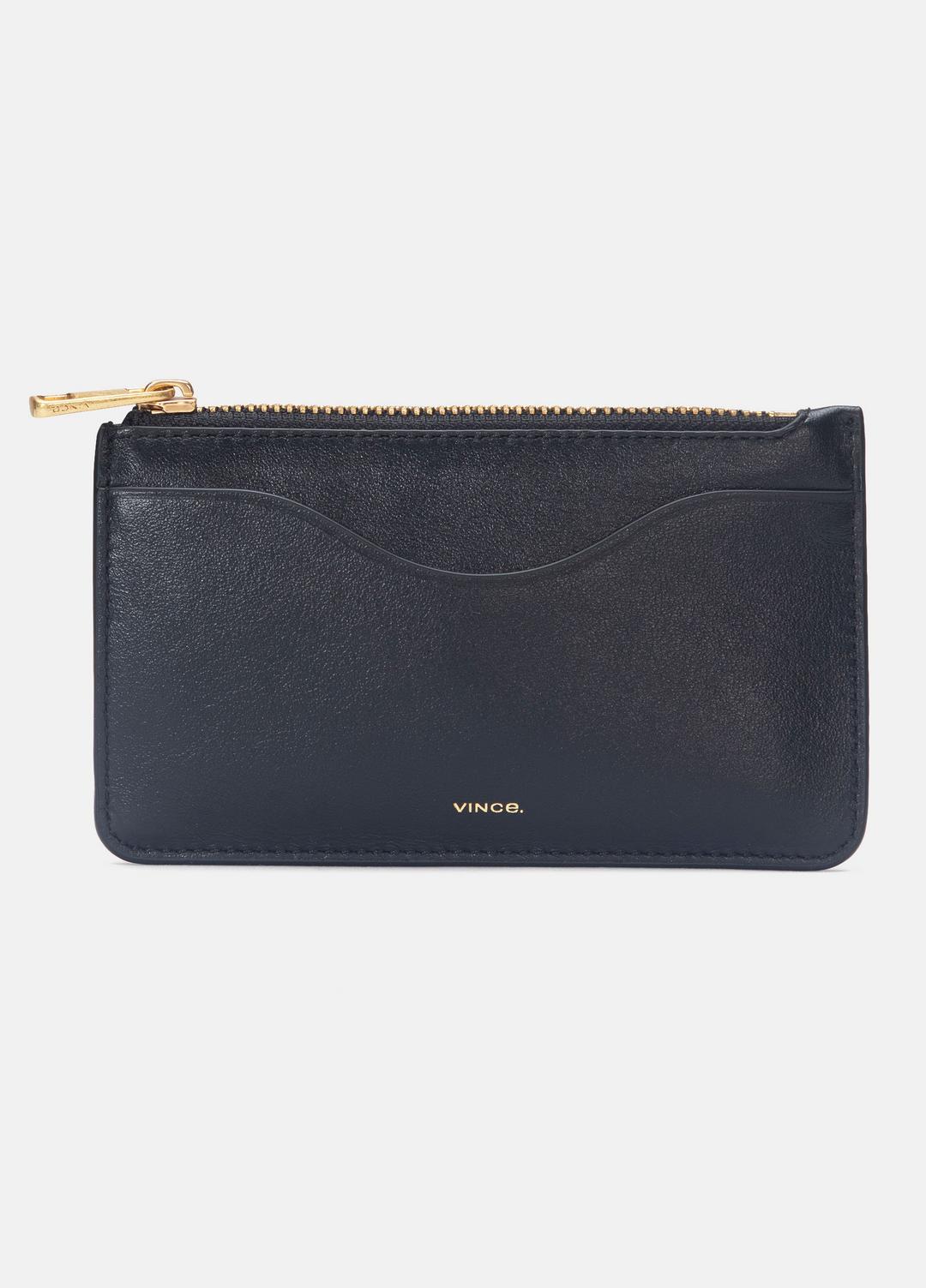 VINCE Women Leather Zip-Top Card Case in Handbags