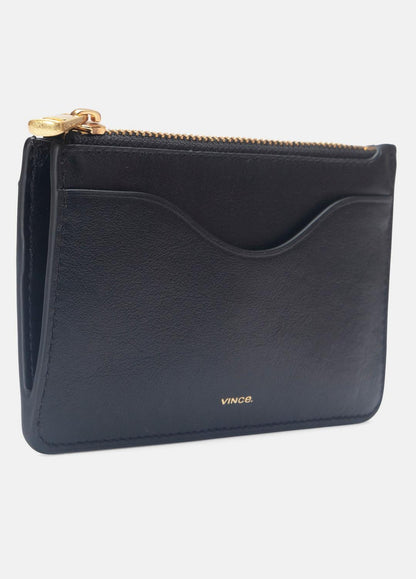 VINCE Women Leather Zip-Top Card Case in Handbags