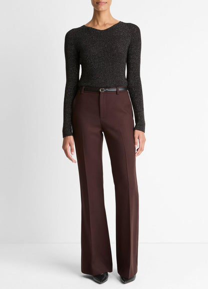 VINCE Women Metallic Ribbed High V-Neck Sweater in Vince Products Women