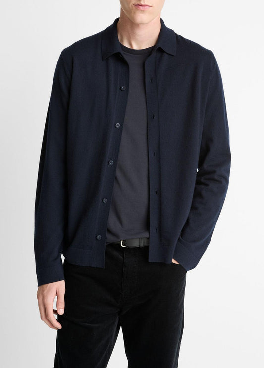 VINCE Men Featherweight Merino Wool-Cashmere Sweater Shirt in Long Sleeve