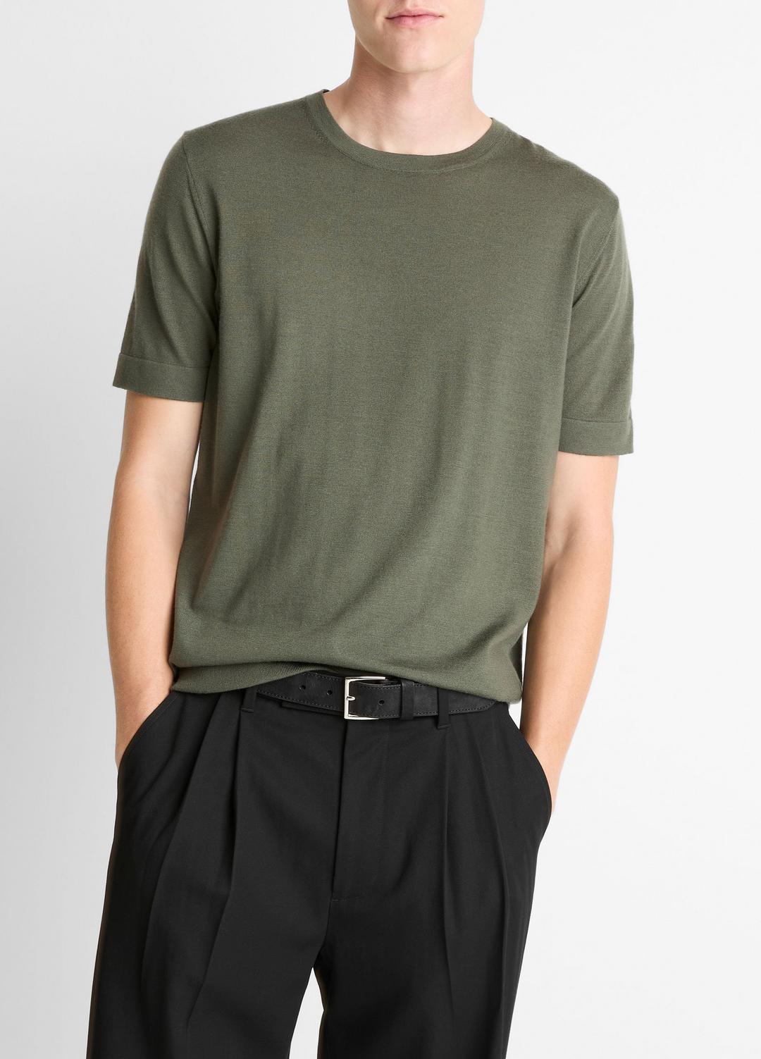 VINCE Men Featherweight Merino Wool-Cashmere Short-Sleeve Sweater in Short Sleeve