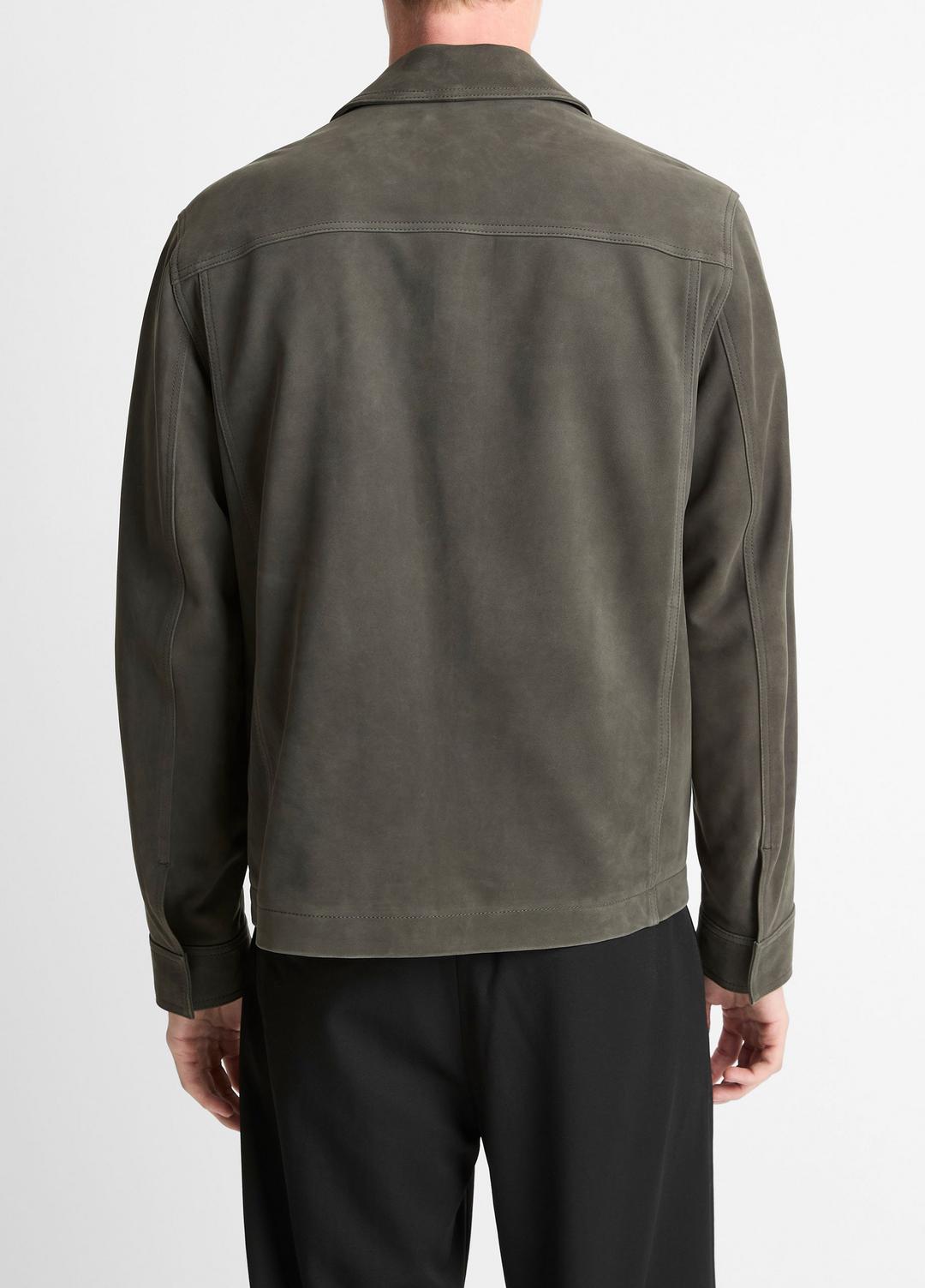 VINCE Men Nubuck Leather Trucker Jacket in Leather Jackets