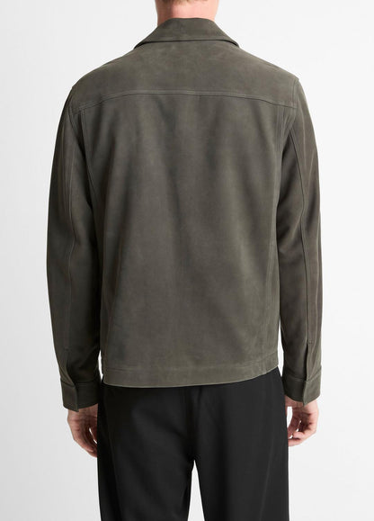 VINCE Men Nubuck Leather Trucker Jacket in Leather Jackets